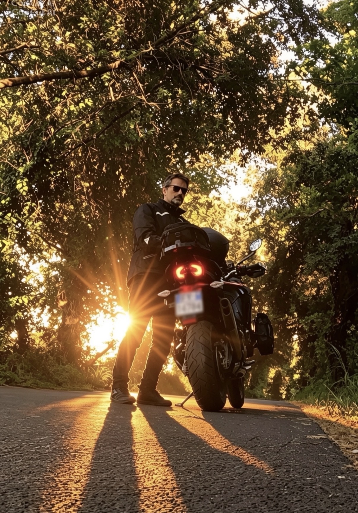 Biker su tornante siciliano